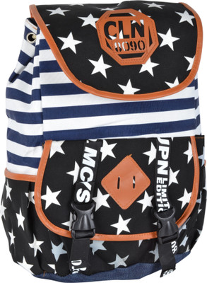 

Kleio Striped n Star Printed Casual Canvas 24.9 L Backpack(Multicolor), Black