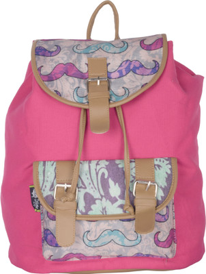 

Kanvas Katha Digitally printed canvas 15 L Backpack(Pink)