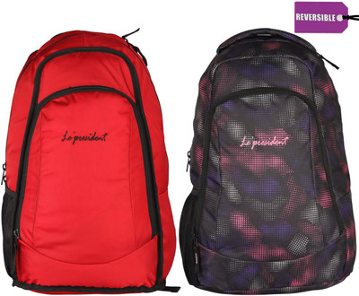 

President Reversible Red Multi 30 L Backpack(Multicolor)