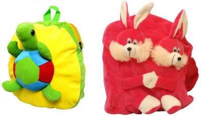 

Pandora Kids School Bag - 2 Pack of Pink Double Face Rabit and Tortoise 5 L Backpack(Yellow, Pink), Pink;yellow