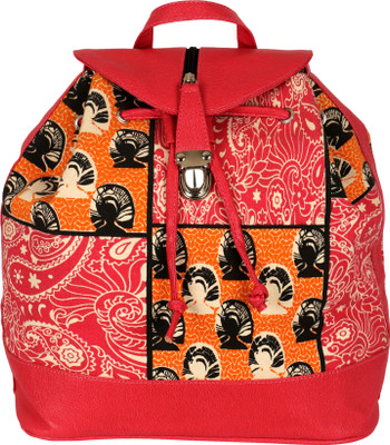 

Kanvas Katha Printed fashion Canvas 10 L Backpack(Multicolor), Ecru