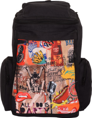 

Kanvas Katha Knapsack Canvas Digitally printed 20 L Backpack(Black)