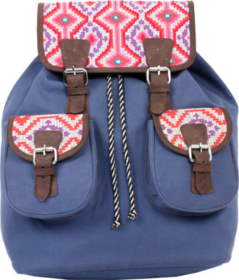 

Pickpocket Blue Embroidery Back Pack 9 L Medium Backpack(Blue)