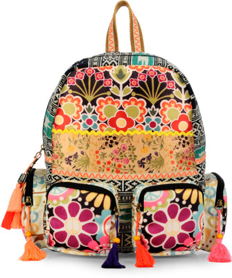 

The House of Tara Cotton Durrie with Fabric Printed 27 L Backpack(Multicolor), Multicolor;black