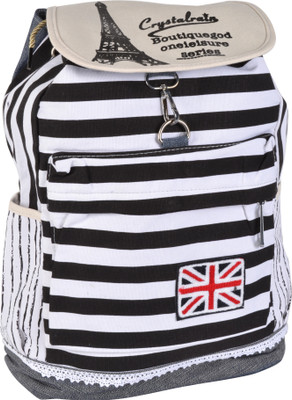 

Kleio Stripe Casual Canvas 19.9 L Backpack(Multicolor), Black