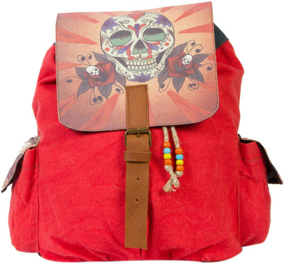 

The House of Tara Canvas Medium Backpack(Red), Coral red