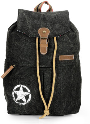 

The House of Tara Canvas 23 L Backpack(Black, Brown)