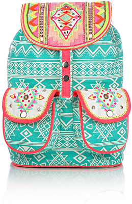 

Shaun Design Tribal Embroidered Aqua 8 L Medium Backpack(Blue), Aqua blue