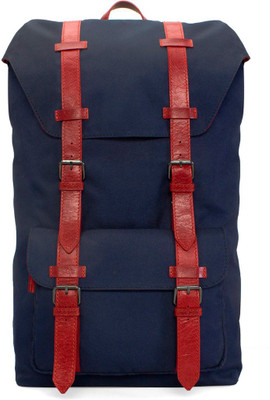 

Bare Skin BLUE DENIER / RED LEATHER TRAVELING LAPTOP BAGS FOR MEN 3 L Backpack(Blue), Blue/red