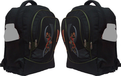 

Nl Bags fitness compo college 20 L medium Backpack(Black, Green), Black and green