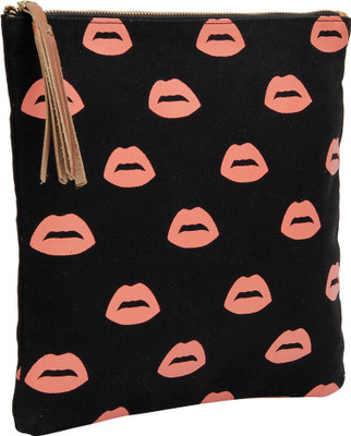 

United Colors of Benetton all over lip print square pouch Pouch(Black)
