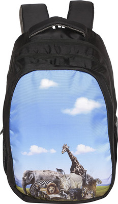 

Zwart Animal-Theme-Printed 25 L Backpack(Black, Blue), Multicolor
