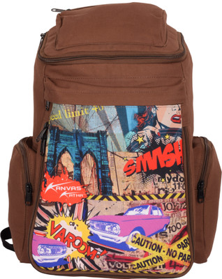 Kanvas Katha Knapsack Canvas Digitally printed 20 L Backpack(Brown), Dark brown