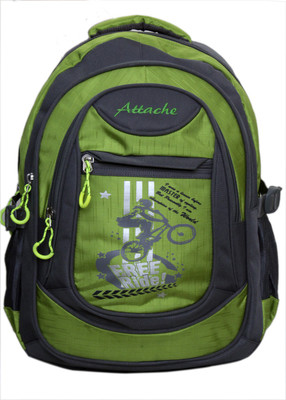 Attache Stylish School Bag (Green & Grey) 30 L Backpack(Green)