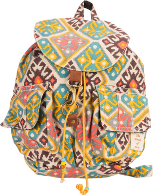 

The House of Tara Canvas Ikkat Print Bag 16 L Medium Backpack(Multicolor)