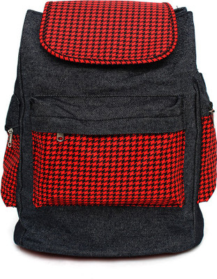 

Pochette Red & Black Printed 10 L Backpack(Red, Black), Black;red