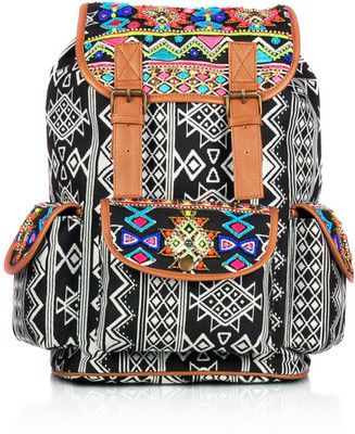 

Shaun Design Tribal Embroidered Black 8 L Medium Backpack(Black, Grey)