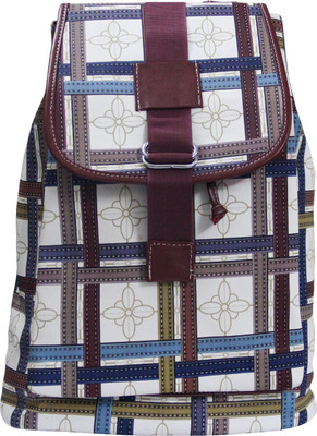 

Moladz Flowral Sac bag 12 L Backpack(White, Maroon), White and maroon
