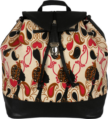 

Kanvas Katha Printed fashion Canvas 10 L Backpack(Multicolor), Ecru