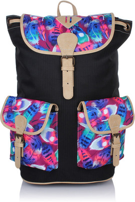 

Suntop Ace 3 25 L Free Size Backpack(Black, Multicolor), Black & feather print