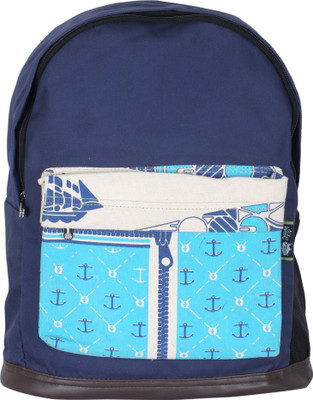 

Kanvas Katha Fashion Canvas Printed 15 L Backpack(Multicolor), Navy blue