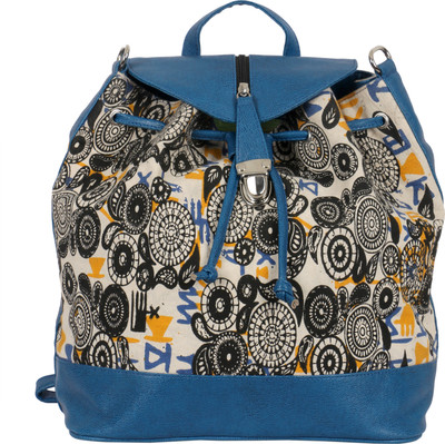 

Kanvas Katha Printed fashion Canvas 10 L Backpack(Multicolor), Ecru