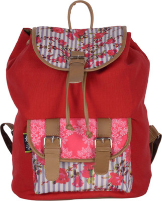 

Kanvas Katha Digitally printed canvas 15 L Backpack(Red)