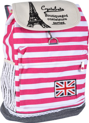 

Kleio Stripe Casual Canvas 19.9 L Backpack(Multicolor), Pink