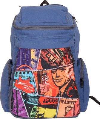 

Kanvas Katha Knapsack Canvas Digitally printed 20 L Backpack(Blue), Navy blue