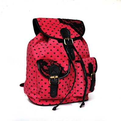Shaun Design Pink Heart School Bag(Pink, 6 L)