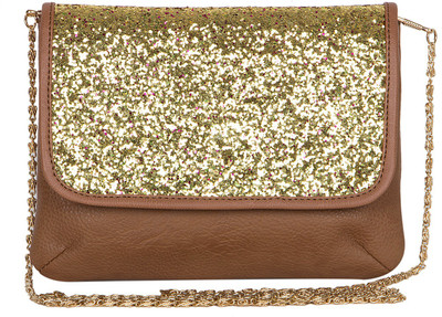 

Desi Drama Queen Party Sling Brown School Bag(Gold, 5 inch)