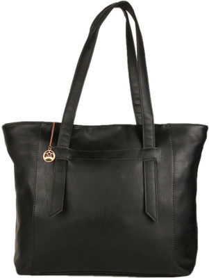 

Moedbuille Black Polyurethane (PU) Tote Handbag School Bag(Black, 13 inch)