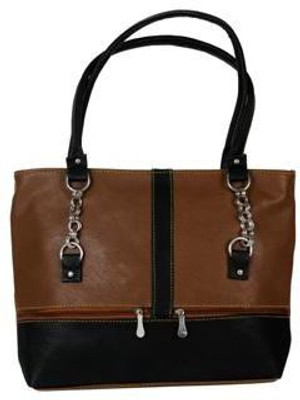

Kuero Black Brown Tote handbag School Bag(Black, Brown, 16)