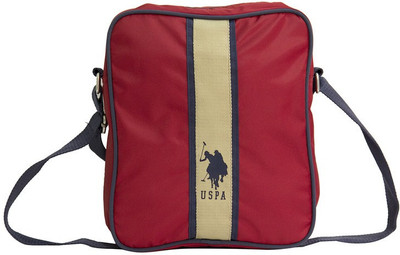 U.S. Polo Assn Red Zip Sling Bag Without Flap Messenger Bag(Red, 15 L)