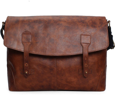 

Brune MESSENGER BAG School Bag(DARK TAN, 14 inch)