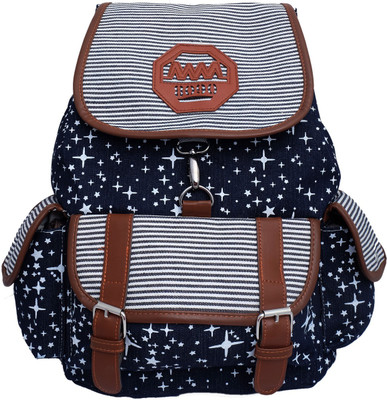 

Super Drool White Glitter Stars Backpack(Multicolor, 7 L)