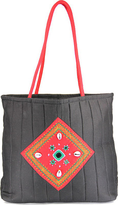 

Womens Cottage Black Cotton Kawadi Patch Work Bag School Bag(Multicolor, 5 inch)