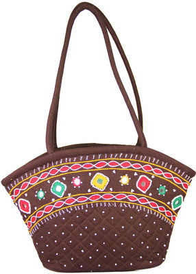 

Womens Cottage Brown Cotton Patch Work Purse School Bag(Multicolor, 5 inch)