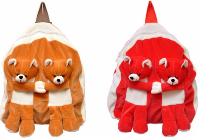 

JRP Mart Combo Backpack Twins Brown Bear Bag and Twins Red Bear Bag Backpack(Multicolor, 14 inch)
