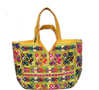 

ZAISHA Beautiful handmade, handicraft embroided Shoulder Bag(Multicolor, Yellow, 12 inch)