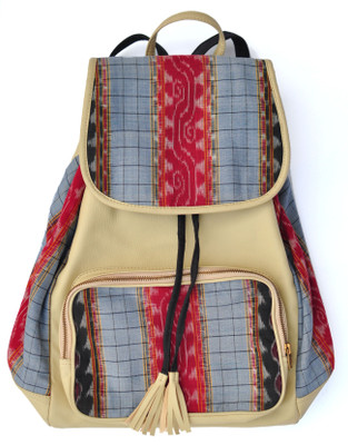 

Atikat Fashion Grey Beige Ikat Back Pack Backpack(Grey and Beige, 18 inch)
