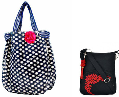 

Pick Pocket Combo of Denim Blue Joli with a Pink Floral Broach with Black Small Sling Bag School Bag(Black, 5 L)