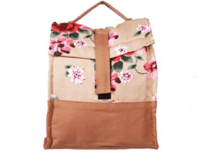 

White Whiteflower Big Floral Print Canvas Lunch Bag (Beige) Waterproof Lunch Bag(Multicolor, 6 L)