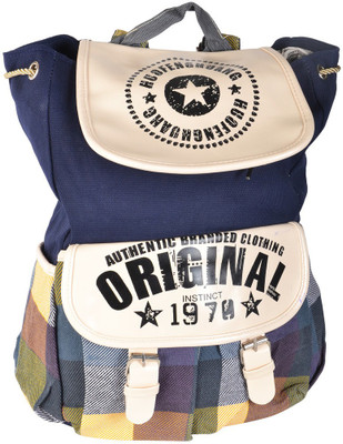 Kleio Kleio Multicoloured Checks Desinger Backpack Backpack(Blue, 17 L)