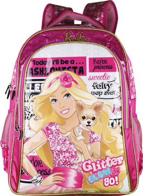 

Barbie Barbie Glitter Glow - 18 inch Bag Waterproof School Bag(Pink, 18 inch)