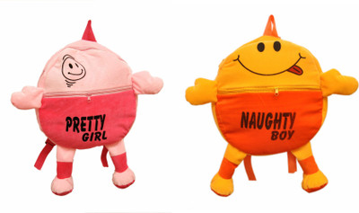 

JRP Mart Combo Backpack Pink Pretty Girl and Orange Naughty Boy Backpack(Multicolor, 14 inch)
