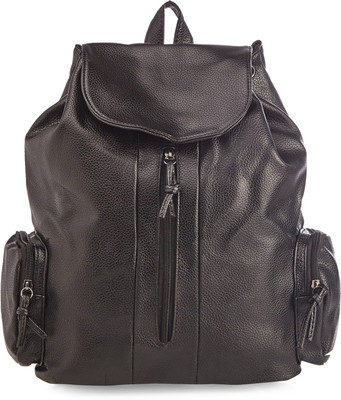 Vero Couture Black Solid Five Pocket Backpack(Black, 15 L)