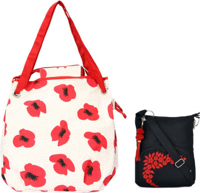 Pick Pocket Combo of Poppy with Black Small Sling Bag School Bag(Red, 5 inch)