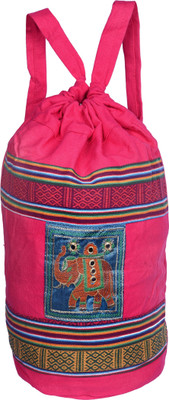 

Decot Paradise Indian Handmade Printed Drawstring Bag Backpack(Pink, 4 inch)