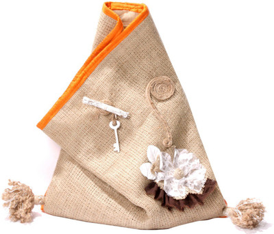 

Gentle Sunshine Burlap-Love Back Pack School Bag(Khaki, Orange, 12 L)